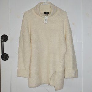Express cowl turtleneck sweater pullover long sleeve cream ivory size S NWT